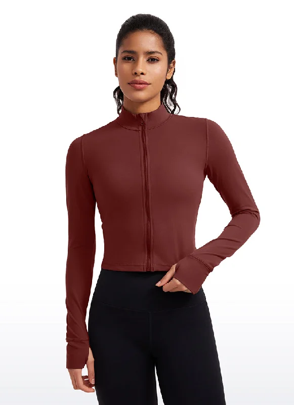 Steals and Deals Butterluxe Full Zip Cropped Jackets with Thumb Holes