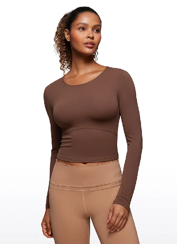 Shop and Save Butterluxe Cropped Front Seam Long Sleeve