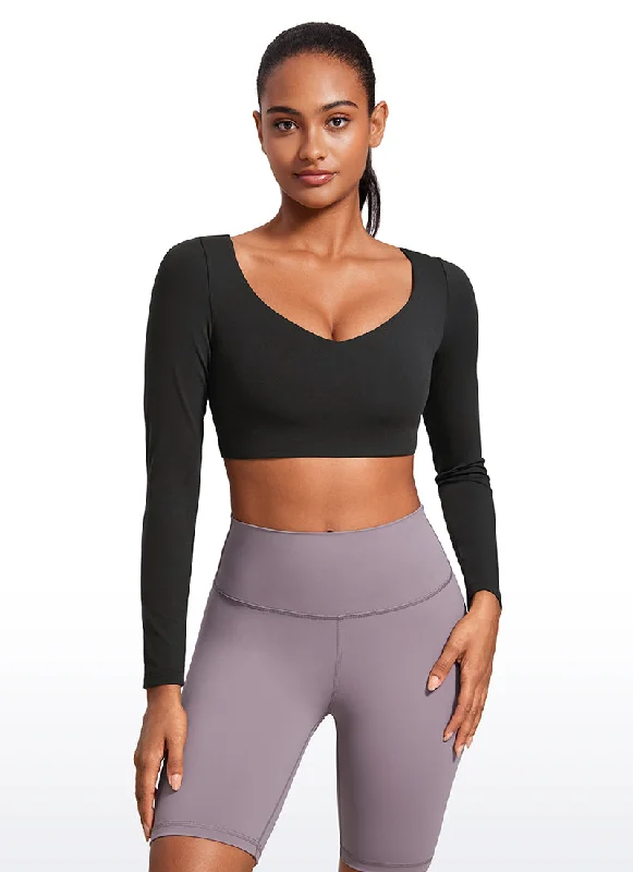 Time-Limited Offer Butterluxe Double Lined Cropped Long Sleeves V Neck