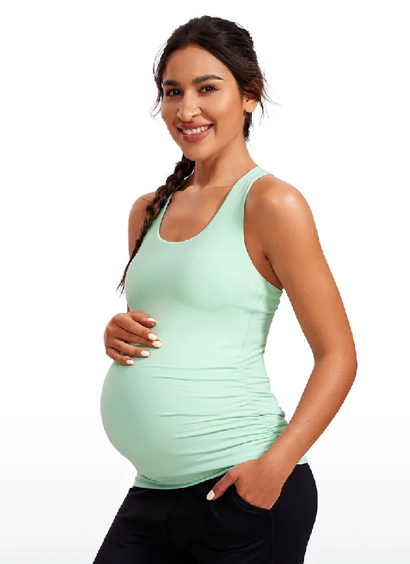 Shop and Save Butterluxe Racerback Maternity Built in Bra Tank Ruched Sides